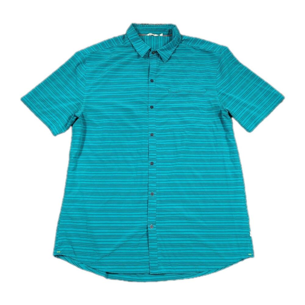 Cotopaxi Cambio Button Up Short Sleeve Shirt Men's XXL Blue Striped Outdoor EUC